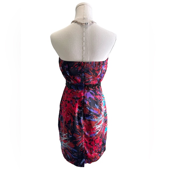 Women’s BCBGeneration Strapless Cocktail Red Black Beaded Waist Size 2 - Picture 4 of 16
